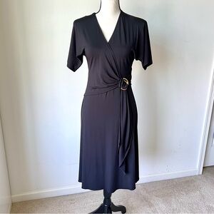 MORGAN MCFEETERS Black Jersey Knit Buckle Detail LBD—SZ. 4